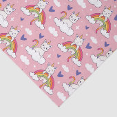 Cute Eenhoorn Kat Regenboog Patroon Valentijnsdag Tissuepapier (Detail)