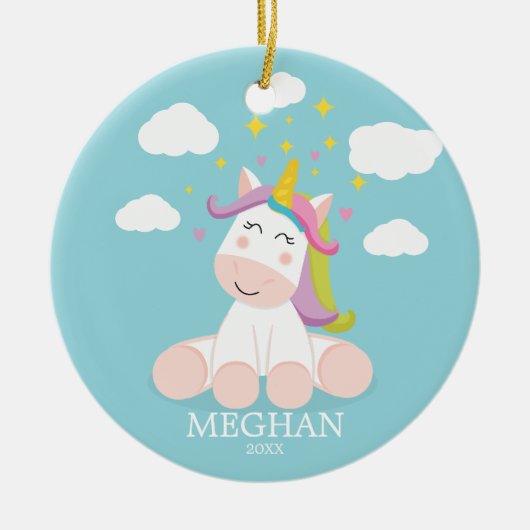 Cute Eenhoorn Kerst Ornament (Voorkant)