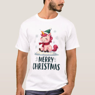 Cute eenhoorn kersthoed eenhoorn kerst T-Shirt
