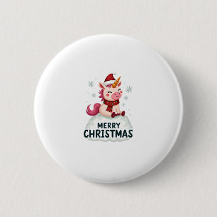 Cute eenhoorn kersthoed eenhoorn kerst T-Shirt Ronde Button 5,7 Cm