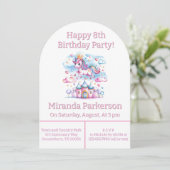 Cute Eenhoorn Magisch Kasteel Meisje Verjaardagsfe Kaart (Staand voorkant)