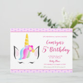 Cute Eenhoorn Meisje Verjaardagsfeestje 5 jaar Kaart (Staand voorkant)