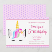 Cute Eenhoorn Meisje Verjaardagsfeestje 5 jaar Kaart (Voorkant / Achterkant)