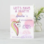 Cute Eenhoorn Meisjes Verjaardag Kaart (Staand voorkant)