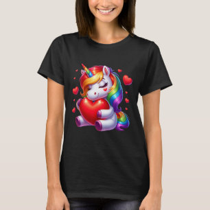 Cute Eenhoorn Met Hart Valentijnsdag Voor Meisjes T-shirt