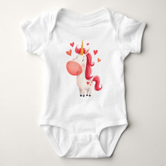 Cute Eenhoorn met Hartjes – Magische Kinderen Romper (Voorkant)