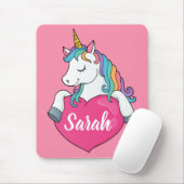 Cute Eenhoorn Met Persoonlijke Naam Muismat (Met muis)