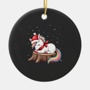 Cute Eenhoorn met Sjaal Kerstmis Xmas Vakantie T-S Keramisch Ornament