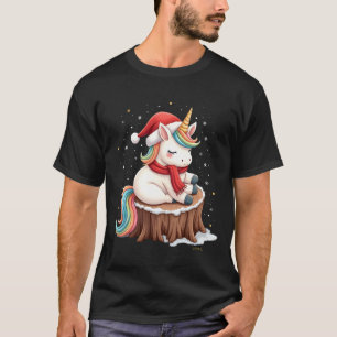 Cute Eenhoorn met Sjaal Kerstmis Xmas Vakantie T-S T-shirt
