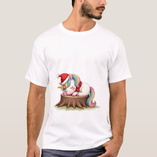 Cute Eenhoorn met Sjaal Kerstmis Xmas Vakantie T-S T-shirt