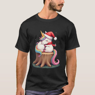 Cute Eenhoorn met Sjaal Kerstmis Xmas Vakantie T-S T-shirt