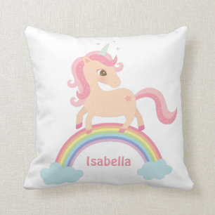 Cute Eenhoorn op Regenboog Meisjes Kamer Decoratie Kussen