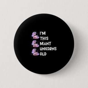 Cute Eenhoorn Oud 3 Drie Jaar Oud Verjaardag x Kin Ronde Button 5,7 Cm