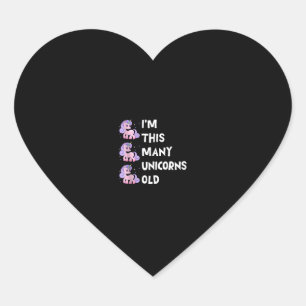 Cute Eenhoorn Oud 3 Drie Jaar Oude Verjaardag x Ki Hart Sticker