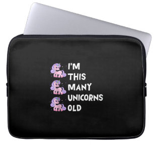 Cute Eenhoorn Oud 3 Drie Jaar Oude Verjaardag x Ki Laptop Sleeve