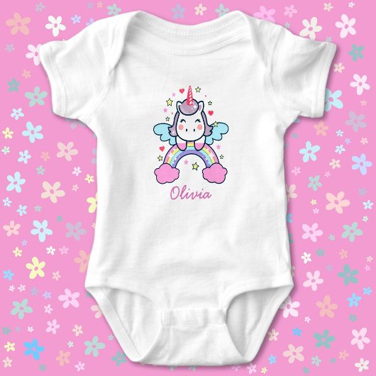 Cute Eenhoorn Pastel Kleuren Regenboog Aangepaste  Romper
