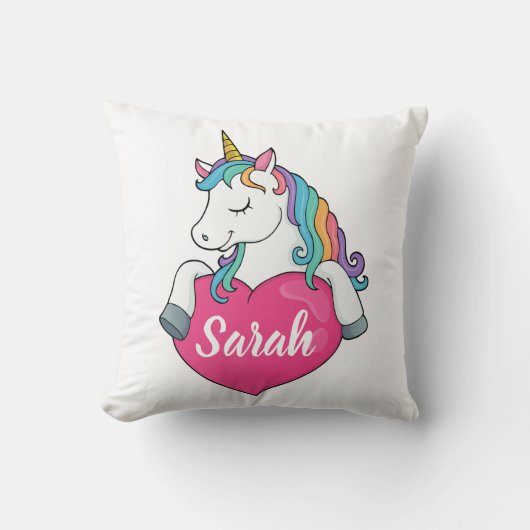 Cute Eenhoorn Persoonlijke Naam  Kussen (Voorkant)