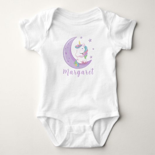 Cute Eenhoorn Persoonlijke Naam Schattig Romper (Voorkant)