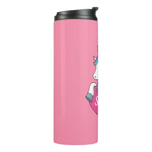 Cute Eenhoorn Persoonlijke Naam   Thermosbeker (Gedraaid links)