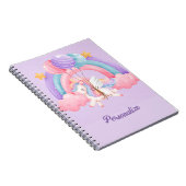 Cute Eenhoorn Regenboog Kleurrijk Kids Gepersonali Notitieboek (Rechterzijde)