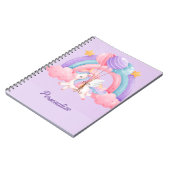 Cute Eenhoorn Regenboog Kleurrijk Kids Gepersonali Notitieboek (Linkerzijde)