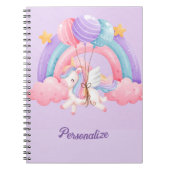 Cute Eenhoorn Regenboog Kleurrijk Kids Gepersonali Notitieboek (Voorkant)