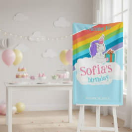 Cute Eenhoorn Regenboog Verjaardag Welkom Banner