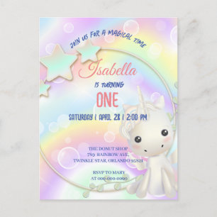 Cute Eenhoorn Regenboog Verjaardagsfeestje kindere Briefkaart