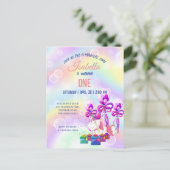 Cute Eenhoorn Regenboog Verjaardagsfeestje kindere Briefkaart (Staand voorkant)