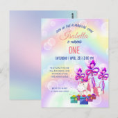 Cute Eenhoorn Regenboog Verjaardagsfeestje kindere Briefkaart (Voorkant / Achterkant)