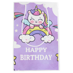 Cute Eenhoorn Regenboog Verjaardagsuitnodiging  Me Medium Cadeauzakje