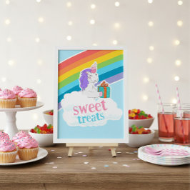 Cute Eenhoorn Regenboog Zoete Traktaties Verjaarda Poster