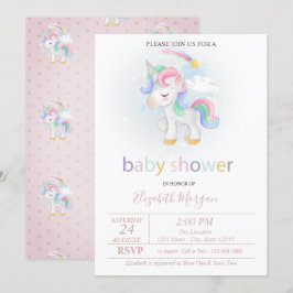 Cute Eenhoorn Ster Regenboog Baby Shower Kaart