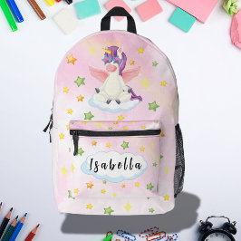 Cute Eenhoorn Ster Thema voor Meisjes School Bedrukte Rugzak