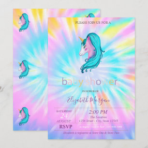Cute Eenhoorn Sterren Tie Dye Baby Borrel Kaart
