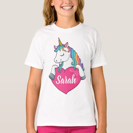 Cute Eenhoorn T-Shirt met Naam (Voorkant)