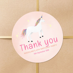 Cute Eenhoorn Verjaardag Bedankt Favor Ronde Sticker