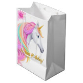 Cute Eenhoorn Verjaardagscadeautas Medium Cadeauzakje (Voorkant Gekanteld)
