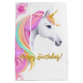 Cute Eenhoorn Verjaardagscadeautas Medium Cadeauzakje (Achterkant)