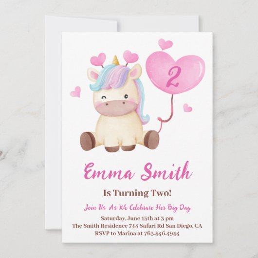 Cute Eenhoorn Waterverf Verjaardagsfeestje  Kaart (Voorkant)