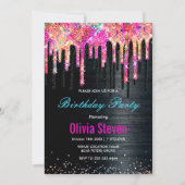 Cute eenhoorn zwarte glitters geboortemonogram kaart (Voorkant)