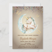 Cute Eenhoring Maan Vlinder Confetti Baby Shower  Kaart (Voorkant)