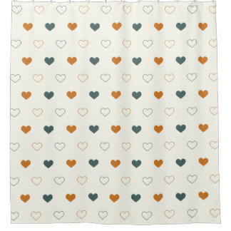 Cute Eenvoudig Hartpatroon Oranje Crème Groen Douchegordijn