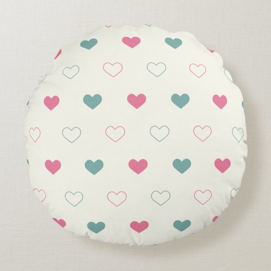 Cute Eenvoudig Hartpatroon Rond Kussen (Voorkant)