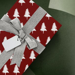 Cute Eenvoudige Rode En Witte Kerstboom Cadeaupapier