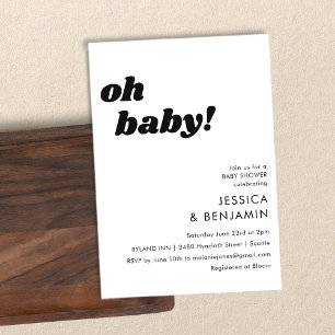 Cute Eenvoudige Witte Achtergrond Moderne Oh Baby Kaart