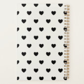Cute Eenvoudige Zwarte Witte Harten Gepersonalisee Planner (Achterkant)