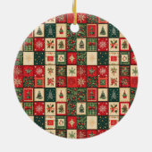 Cute eerste baby kerst patchwork kous keramisch ornament (Achterkant)