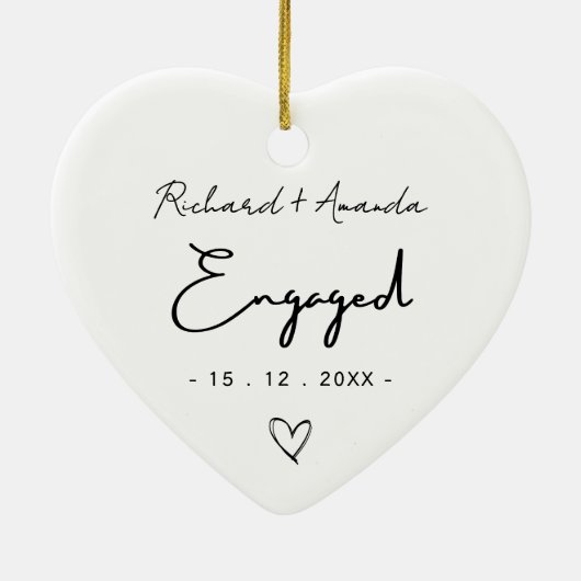 Cute eerste kerst verloofd minimaal keramisch ornament (Achterkant)