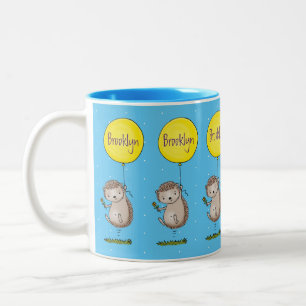 Cute egel en ballon cartoon patroon tweekleurige koffiemok
